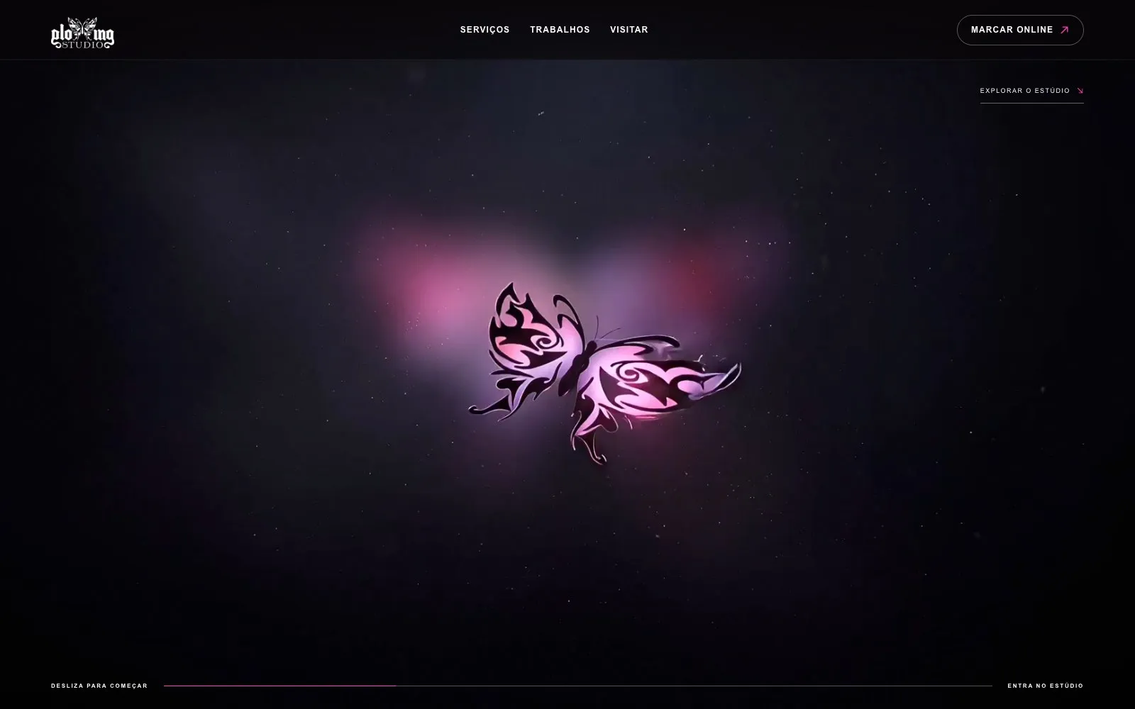 Glowing Studio — desktop view