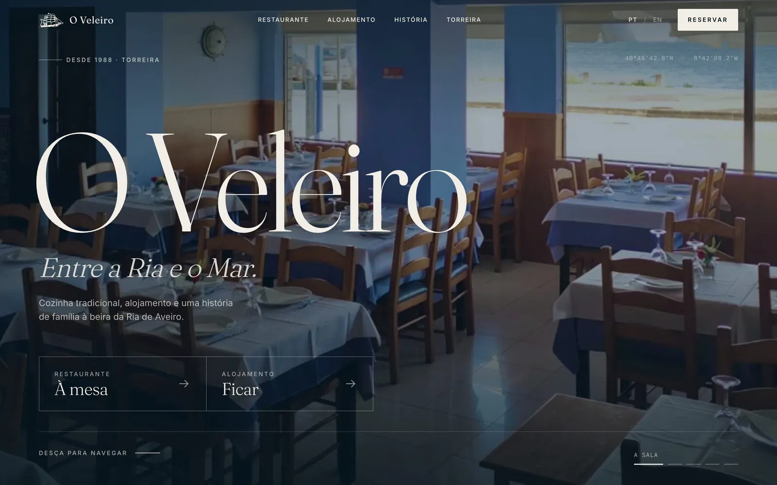 O Veleiro — desktop view