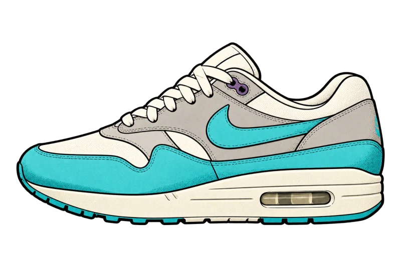 Baby blue sneaker in a pop illustration